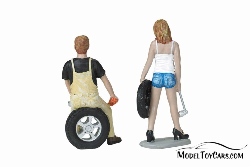 Tire Brigade Meg and Derek 2 piece Figurine Set,  - 770 - 1/18 Scale Figurine - Diorama Accessory