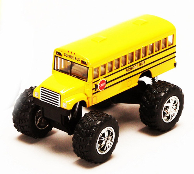 School Bus Big Wheel, Yellow - Kinsmart 5108D - 5" Diecast Model Toy Car