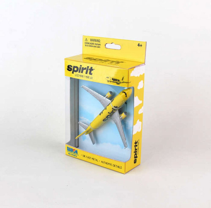 Spirit Airlines Single Airplane, Yellow - Daron RT3874 - Diecast Model Airplane Replica