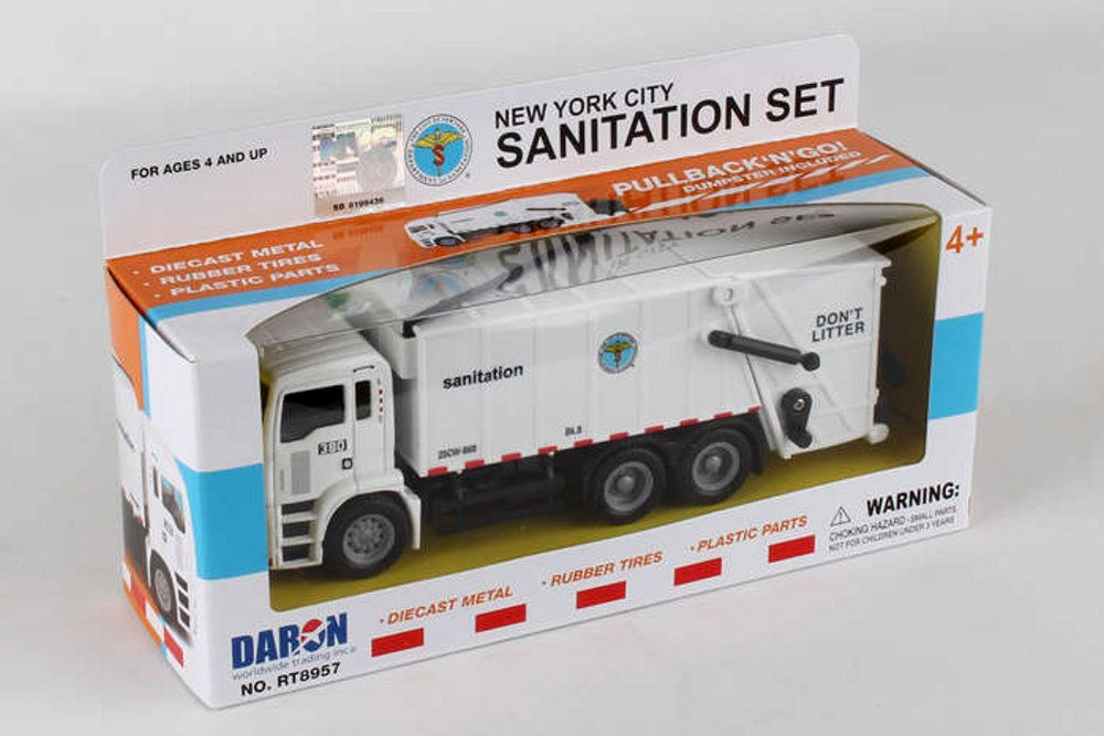 New York City Sanitation Dept Garbage Truck, White - Daron RT8957 - Diecast Model Toy Car