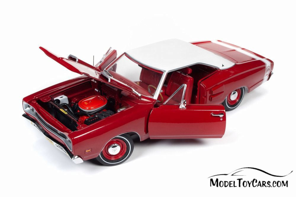 1969 Dodge Coronet Super Bee Hardtop, Red with White Roof - Auto World AMM1191 - 1/18 scale Diecast Model Toy Car