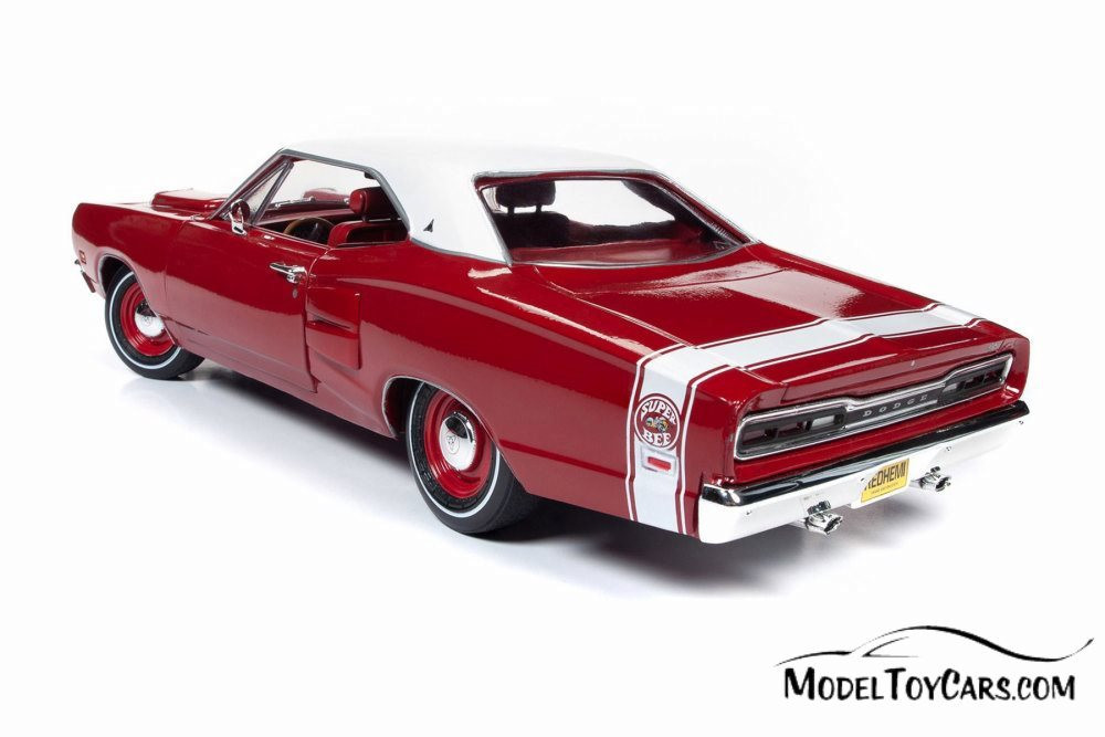 1969 Dodge Coronet Super Bee Hardtop, Red with White Roof - Auto World AMM1191 - 1/18 scale Diecast Model Toy Car