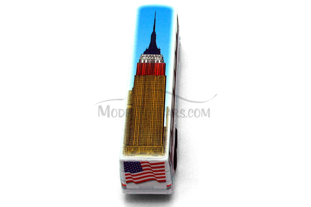 NYC Coach Bus w/Empire State Building, White - Showcasts 9803DNY - 6 Inch Diecast Model Replica