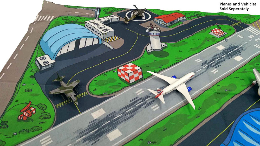 Large Airport Playmat (Felt), Green and Grey - Daron HR2039