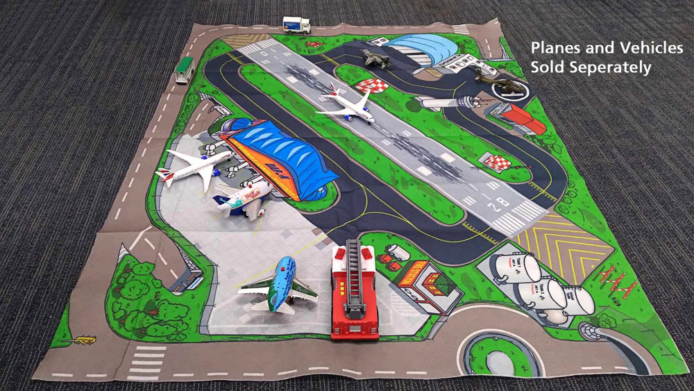 Large Airport Playmat (Felt), Green and Grey - Daron HR2039