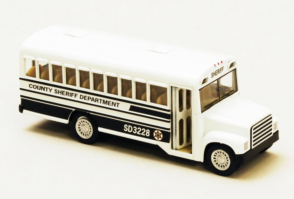 County Sheriff Bus, White - Kinsmart 5107DP - 5&quot; Diecast Model Toy Car