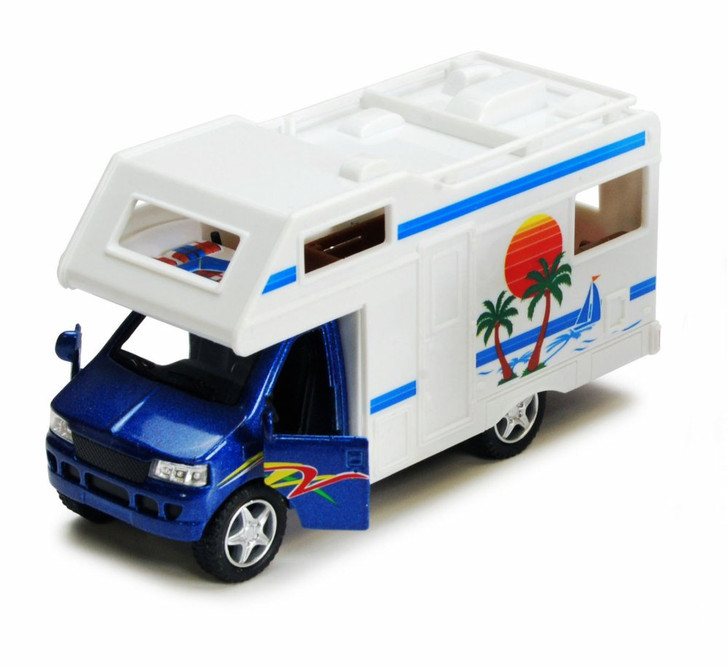 Camper Van, Blue - Kinsmart 5252D - 5" Diecast Model Toy Car (Brand New, but NOT IN BOX)