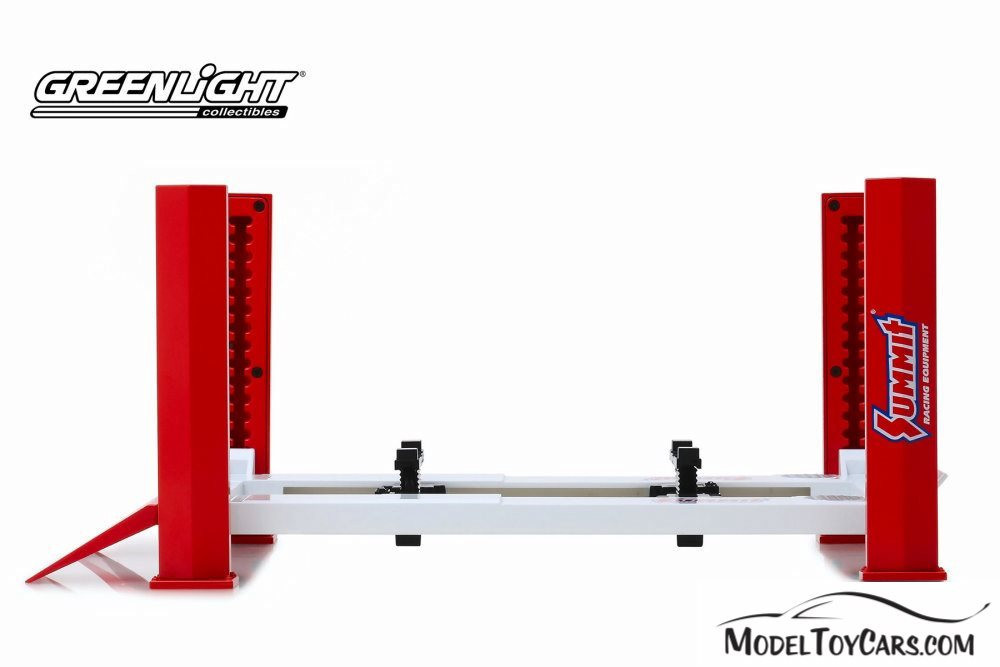 Adjustable Four-Post Lift - Summit Racing Equipment, Red - Greenlight 13549 - 1/18 scale Diecast Accessory