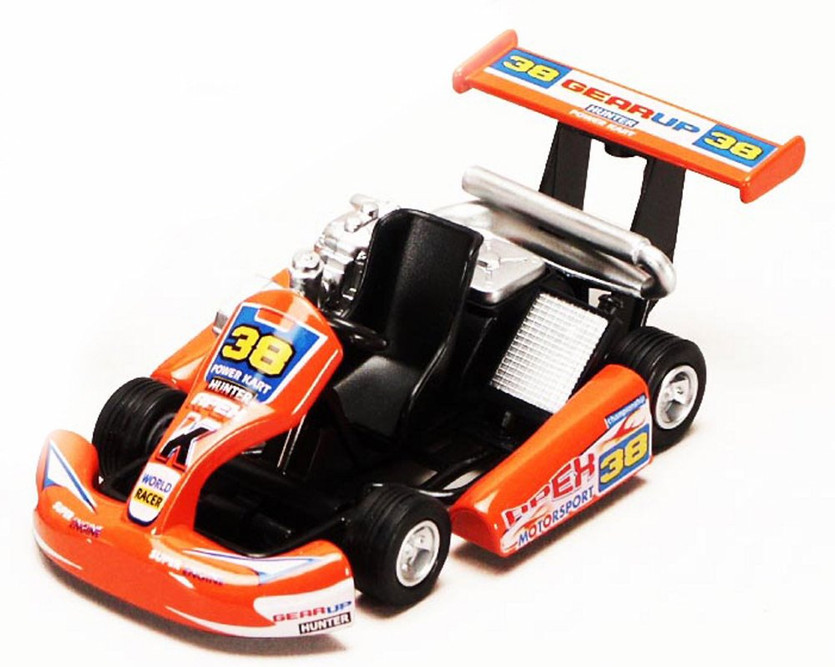 Turbo Go Kart #38, Orange - Kinsmart 5102D - 5" Diecast Model Toy Car (Brand New, but NOT IN BOX)