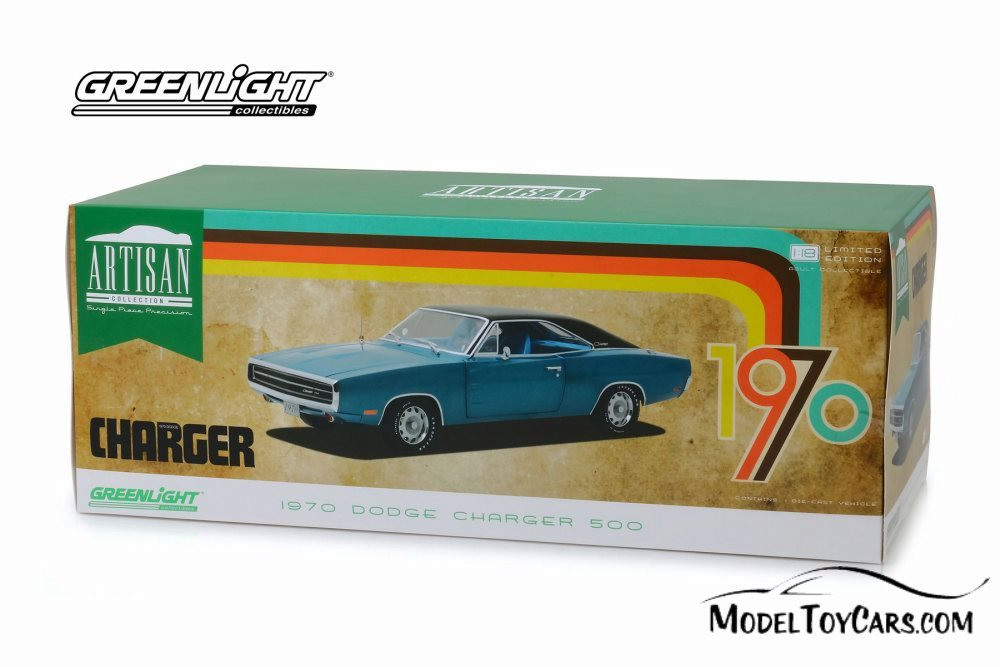 1970 Dodge Charger 500 SE Hard Top, Blue - Greenlight 13530 - 1/18 Scale Diecast Model Toy Car