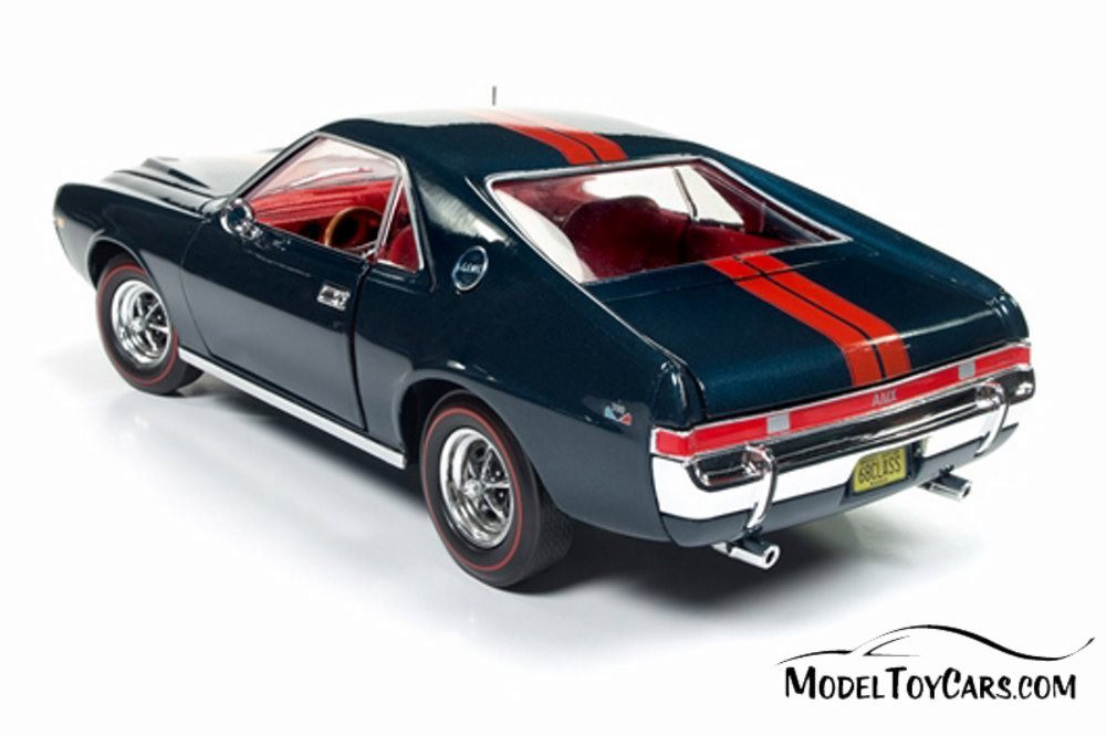 1968 AMC AMX with a 1/64 scale replica by Johnny Lightning, Blue - Auto World AMM1124 - 1/18 scale Diecast Model Toy Car