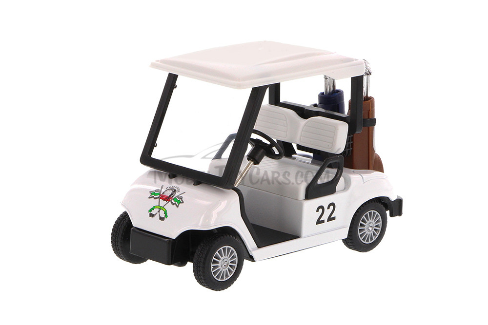 Golf Cart, White - Kinsmart 5105D - 4.5" Diecast Model Toy Car