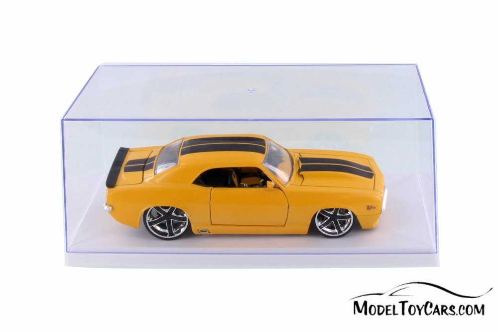 Acrylic Display Case (w/3 background designs), White Base - ModelToyCars 9906W - 1/24 Accessory