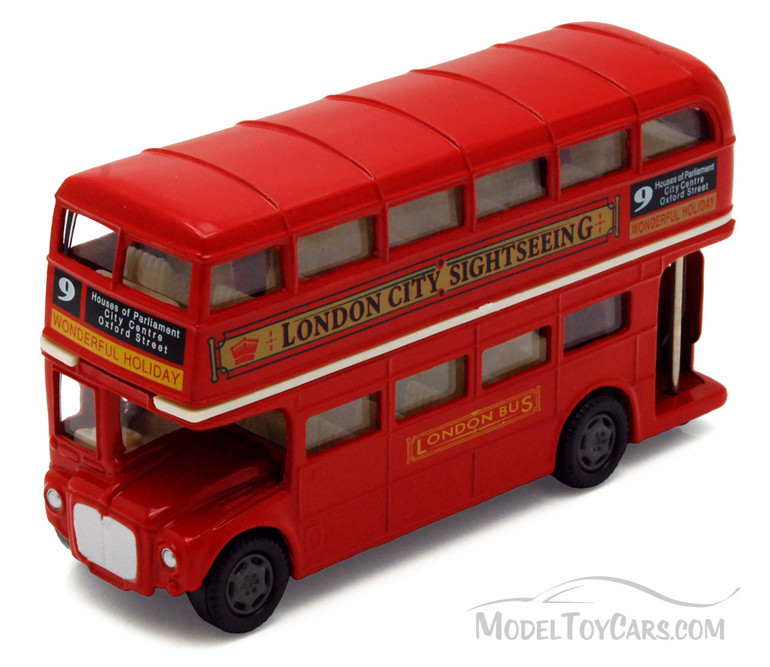 London Double Decker Bus , Red - Motormax 76002 - 4.75" Diecast Model Toy Car