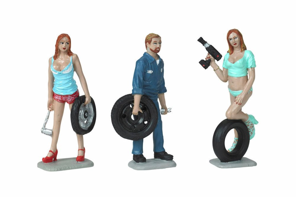 Tire Brigade Meg, Gary, and Michele 3 Figurine Set, 775 - 1/24 Scale Figurine - Diorama Accessory