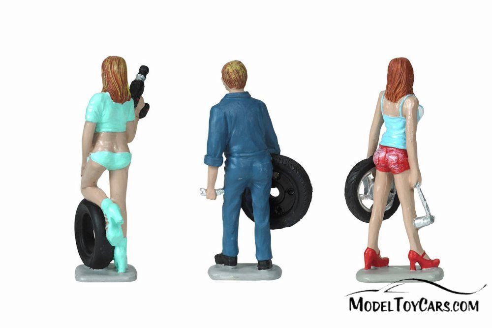 Tire Brigade Meg, Gary, and Michele 3 Figurine Set, 775 - 1/24 Scale Figurine - Diorama Accessory
