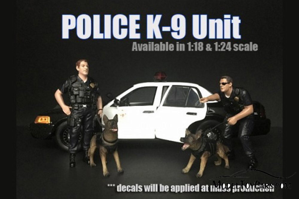 Police Officer K9 Dog Unit II, Black - American Diorama 38264 - 1/24 Figurine - Diorama Accessory