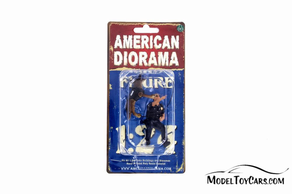 Police Officer K9 Dog Unit II, Black - American Diorama 38264 - 1/24 Figurine - Diorama Accessory