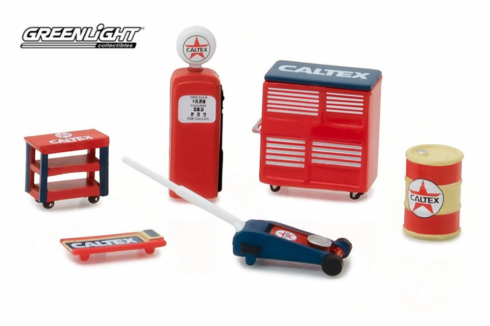 Muscle Shop Tools Caltex, Red with Blue - Greenlight 13159 - 1/64 scale Diecast Model Toy Car