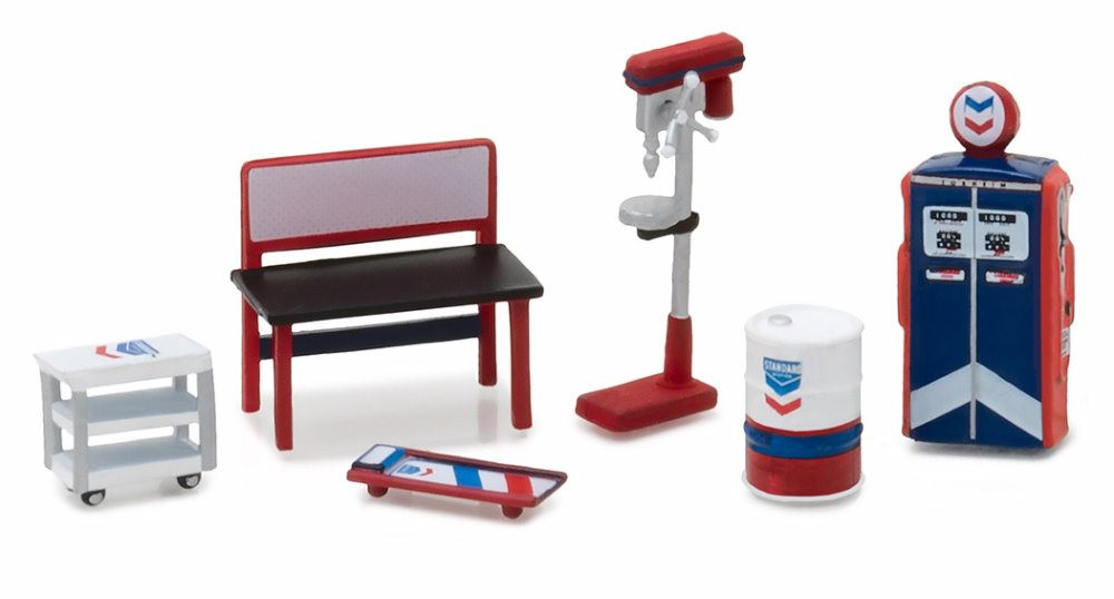 Standard Oil Muscle Shop Tools, Red w/ Blue & White - Greenlight 13157 - 1/64 Scale Diecast Car