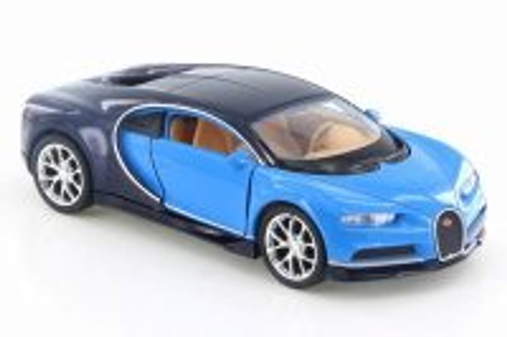 Bugatti Chiron, Blue - Welly 43738D - 4.5" Diecast Model Toy Car