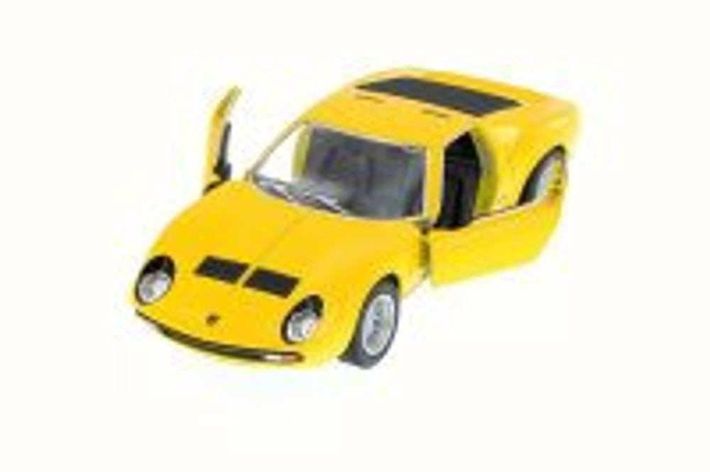 1971 Lamborghini Miura P400 SV, Yellow - Kinsmart 5390W - 1/34 Scale Diecast Model Toy Car