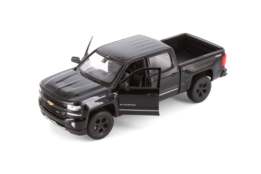 Box of 4 2017 Chevrolet Silverado Pickup Truck Diecast Car Set - Showcasts 1/24 Scale Diecast Model Cars, Assorted Colors