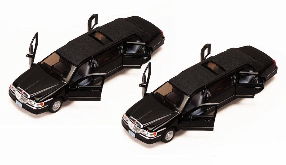 Kinsmart 1999 Lincoln Town Car Stretch Limousine Diecast Car Set