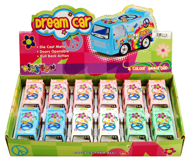 Peace Decal Dream Car Diecast Car Package - Box of 12 3.5 inch Scale Diecast Model Cars, Assorted Colors
