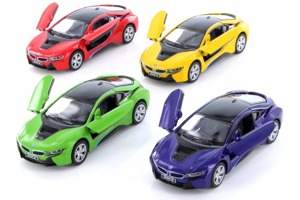 Kinsmart BMW i8 Hardtop Diecast Car Set - Box of 12 1/36 Scale Diecast Model Cars, Assorted Colors