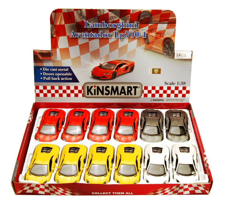 Lamborghini Aventador LP700-4 Diecast Car Package - Box of 12 1/38 Diecast Cars, Assorted Colors