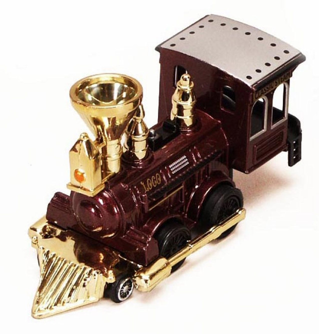 Power Steam Locomotive Diecast Package - Box of 12 5 Inch Diecast Model Trains, Assorted Colors