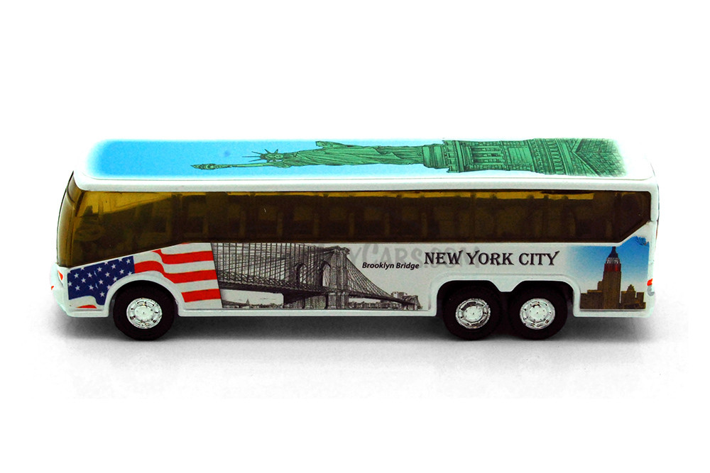 NYC Coach Bus Diecast Car Package - Box of 12 assorted 6 Inch Scale Diecast Model Cars