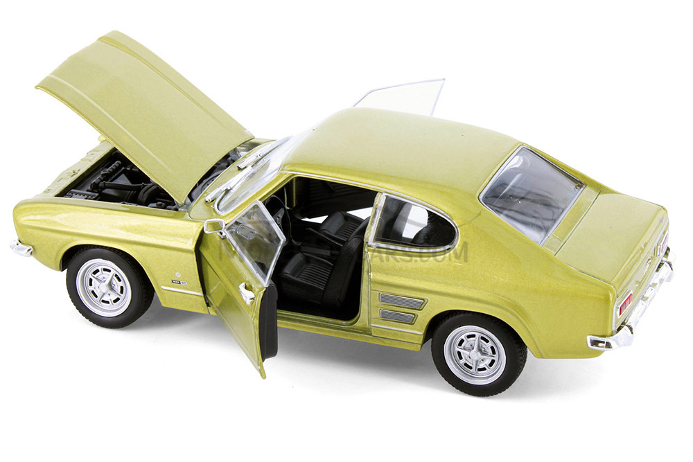 Box of 4 1969 Ford Capri Hardtop Diecast Car Set - Showcasts 1/24 Scale Diecast Model Cars, Assorted Colors