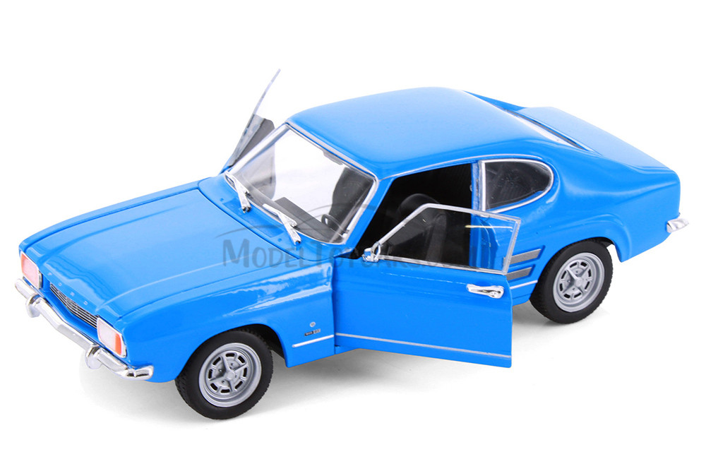 Box of 4 1969 Ford Capri Hardtop Diecast Car Set - Showcasts 1/24 Scale Diecast Model Cars, Assorted Colors