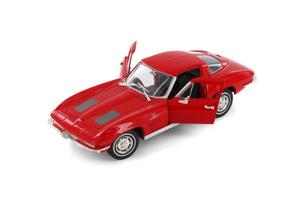 Box of 4 1963 Chevrolet Corvette Hardtop Diecast Car Set - Showcasts 1/24 Scale Diecast Model Cars, Assorted Colors