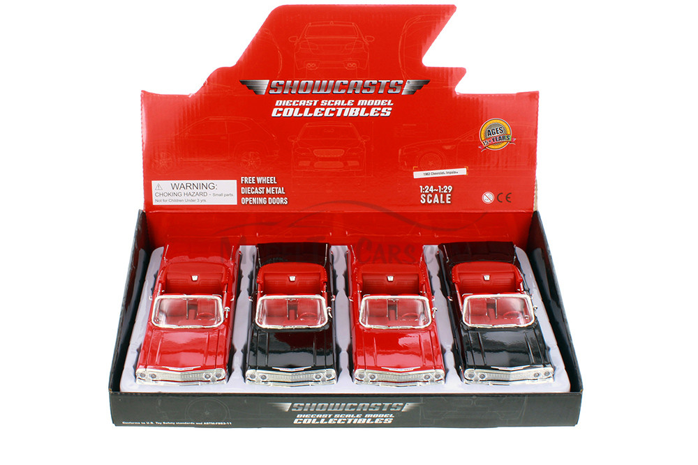 Box of 4 1963 Chevy Impala Convertible (ASSTD) Showcasts® - 1/24