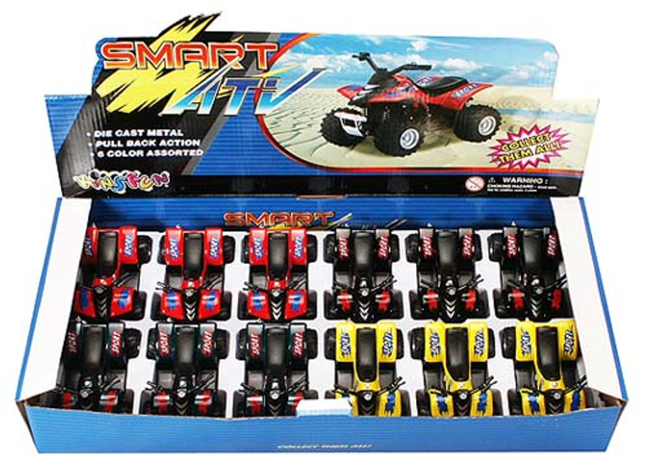 Smart ATV Diecast Car Package - Box of 12 3.5 inch Scale Diecast Model Cars, Assorted Colors