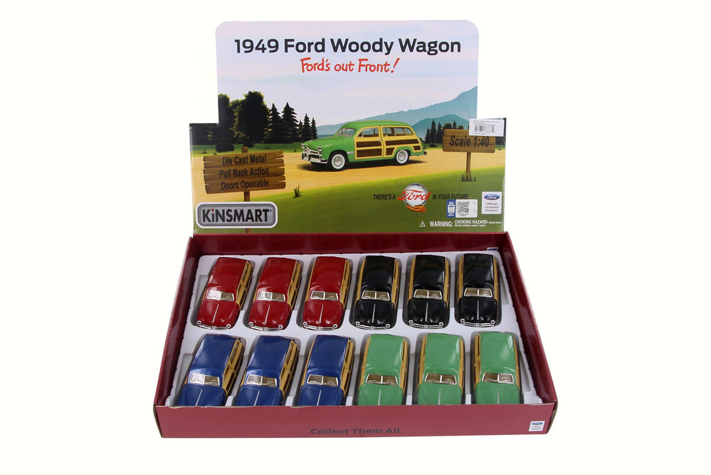 1949 Ford Woody Wagon Diecast Car Package - Box of 12 1/40 Scale Diecast Model Cars, Assorted Colors