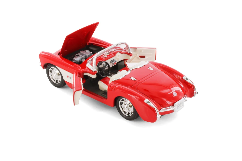 1957 Chevy Corvette Convertible Diecast Car Package - Box of 4 1/24 Scale Diecast Model Cars, Assorted Colors