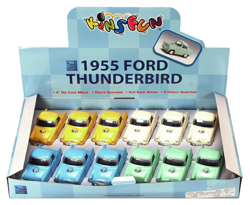 1955 Ford Thunderbird Diecast Car Package - Box of 12 4 inch Diecast Model Cars, Assorted Colors