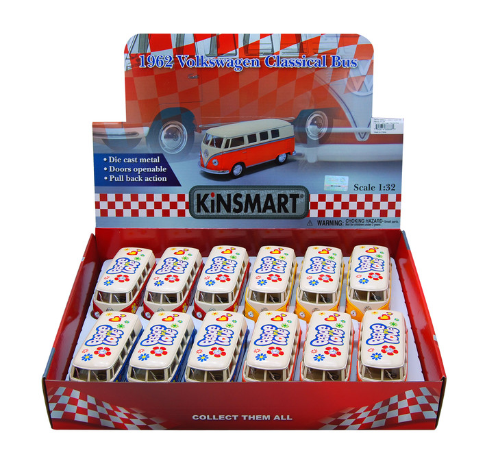 1962 Volkswagen  Bus Diecast Car Package - Box of 12 1/32 scale Diecast Model Cars, Assorted Colors