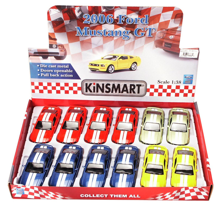 2006 Ford Mustang GT Diecast Car Package - Box of 12 1/38 scale Diecast Model Cars, Assorted Colors