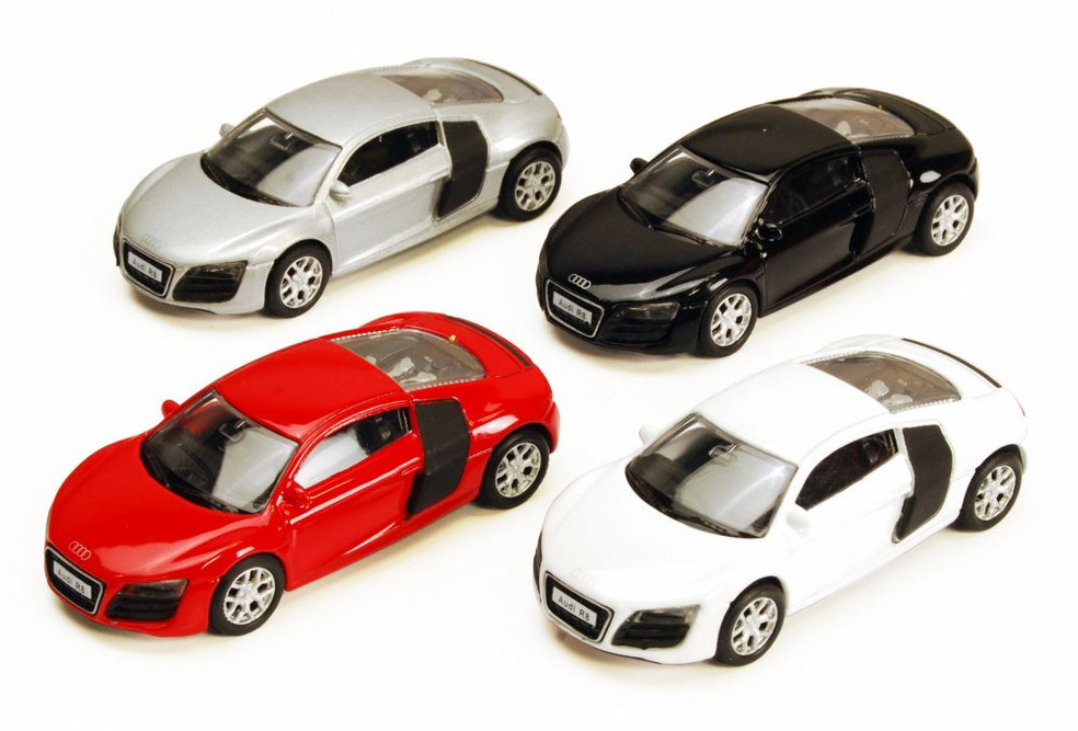 Audi R8 Diecast Car Package - Box of 12 1/64 Scale Diecast Model Cars, Assorted Colors