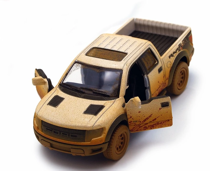 2013 Ford F-150 SVT Raptor SuperCrew Pick-up Truck, Muddy Diecast Car Package - Box of 12 1/46 Scale Diecast Model Cars, Assorted Colors