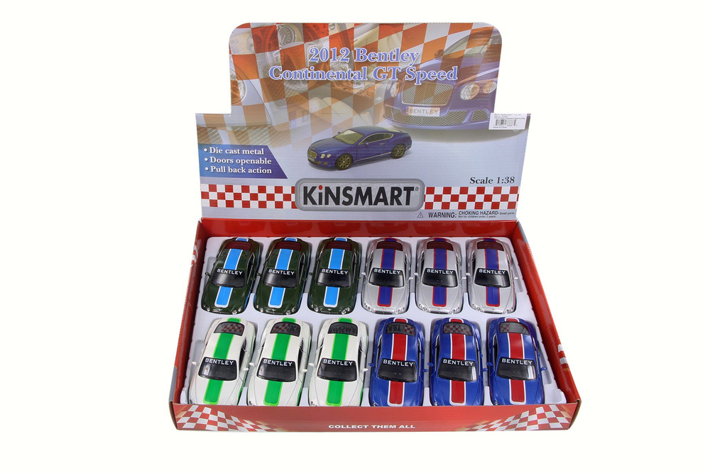 2012 Bentley Continental GT Speed Car Package Box of 12 1/38 Scale Diecast Model Cars, Assd Colors