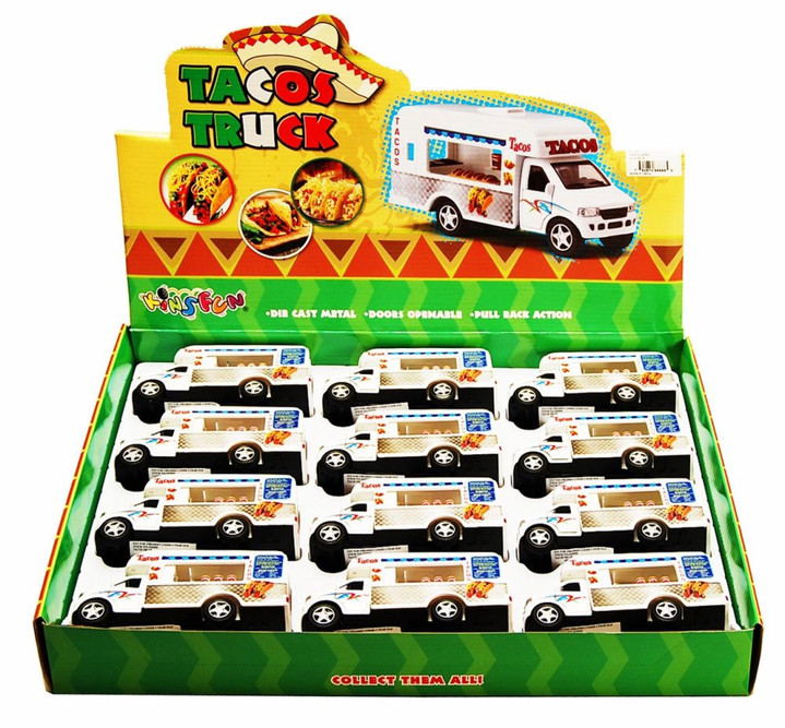 Box of 12 Diecast Model Toy Cars - Taco Truck, 5 inch