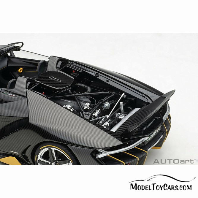 Lamborghini Centenario Roadster, Black with Yellow Accents - AUTOart 79119 - 1/18 scale Diecast Model Toy Car