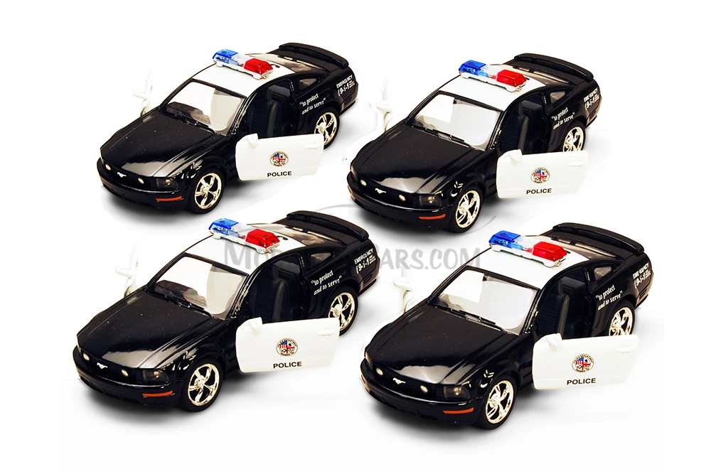 Box of 12 Diecast Model Toy Cars - 2006 Ford Mustang GT Police Car, 1/38 Scale
