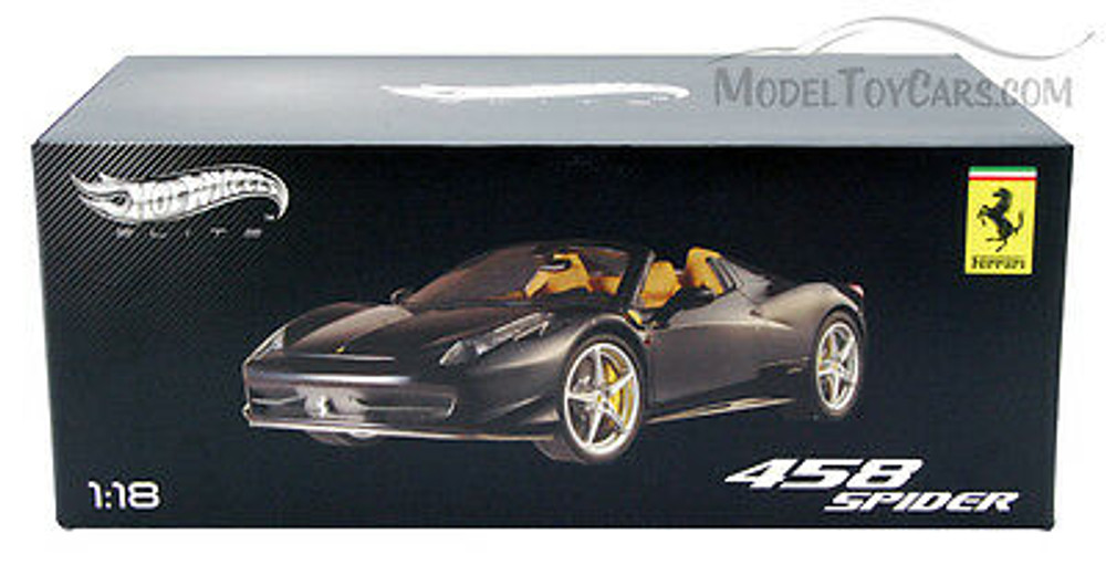 Ferrari 458 Spider Convertible, Black - Mattel Hot Wheels